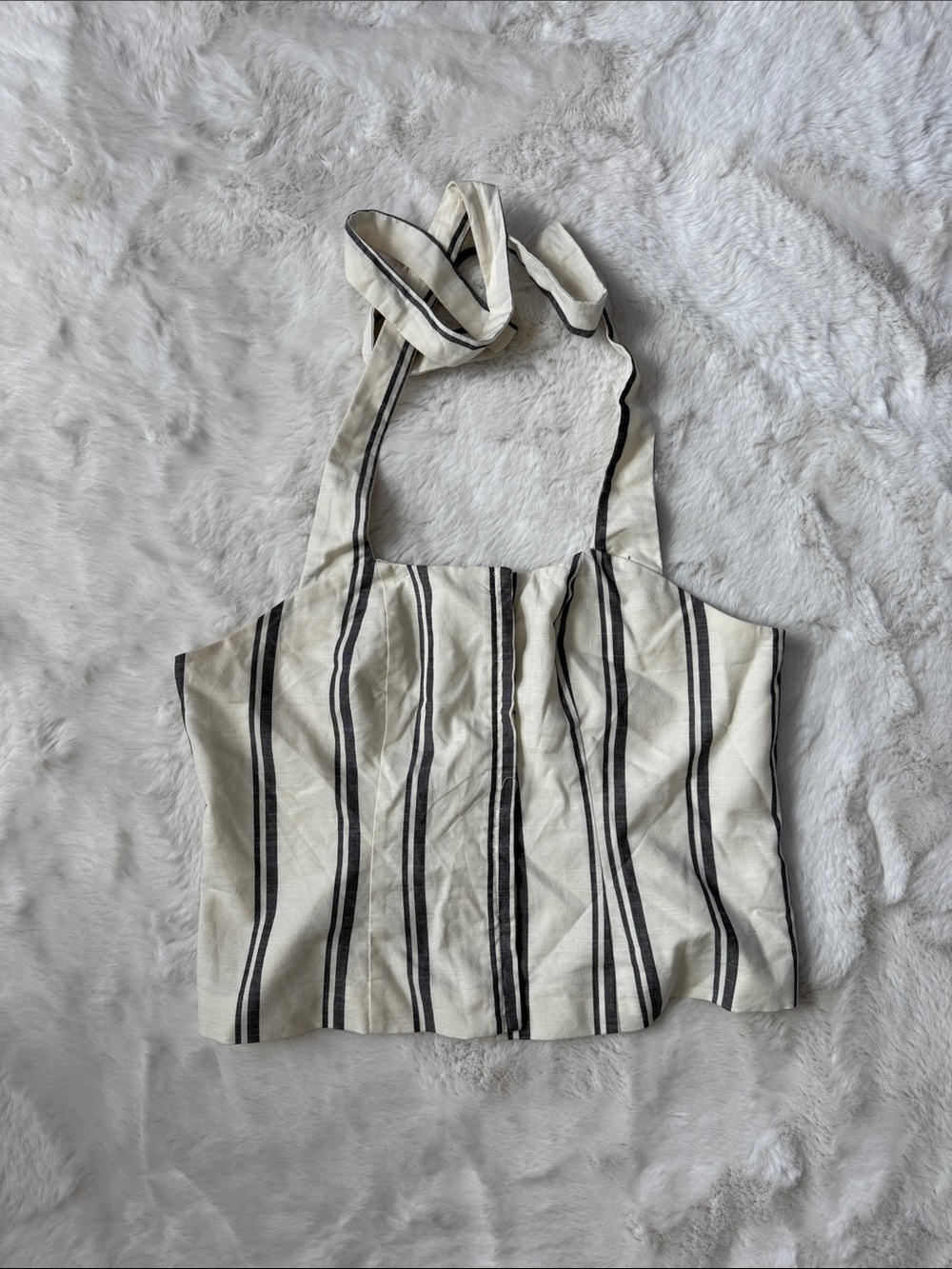 Striped Cream Halter Crop Top